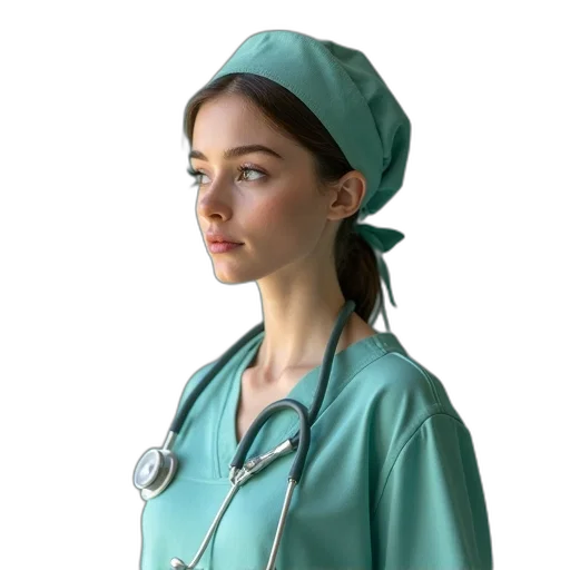 staff, photorealistic, 3d render, concept art, oil painting, nurse, figure, can transparent PNG cut-out