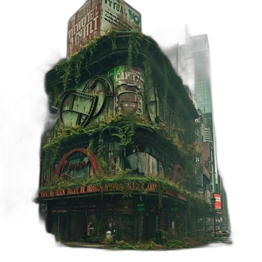 building, umbrella, mask, robot, concept art, photorealistic, cyberpunk, fantasy art transparent PNG cut-out