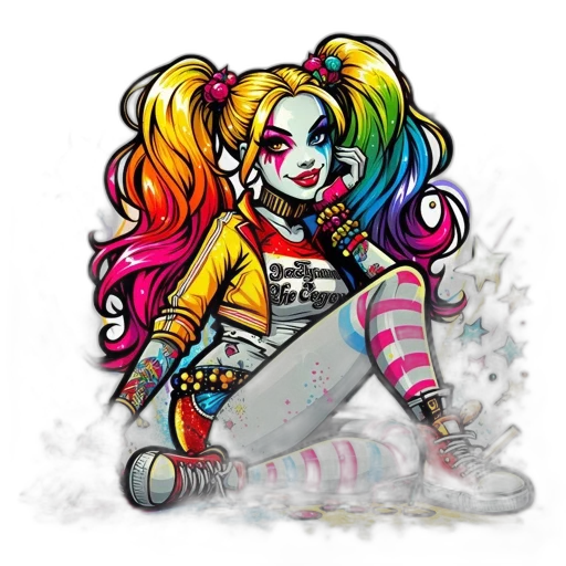 comic book art, cartoon, concept art, pixel art, colorful, animated, character, rainbow transparent PNG cut-out