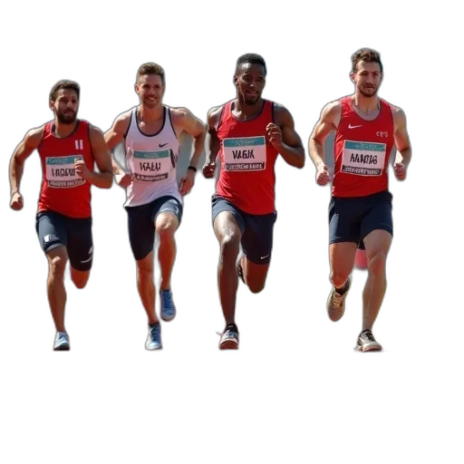 several, athletes, compete, relay transparent PNG cut-out