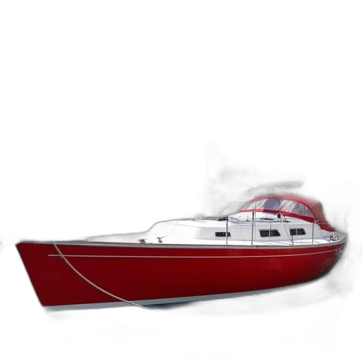 3d render, photorealistic, concept art, fog, red, sailboat, white, stripe transparent PNG cut-out