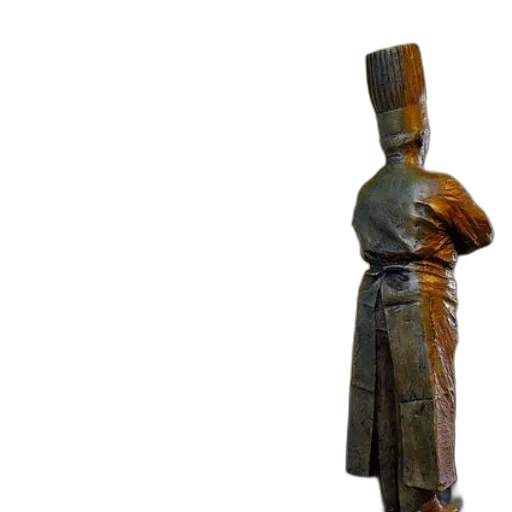 dress, staff, hat, sword, 3d render, bronze, statue, chef transparent PNG cut-out