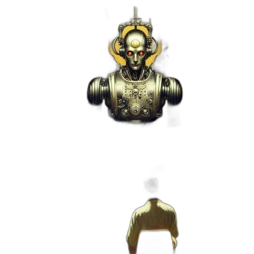 robot, mask, crown, jewelry, concept art, 3d render, pixel art, fantasy art transparent PNG cut-out