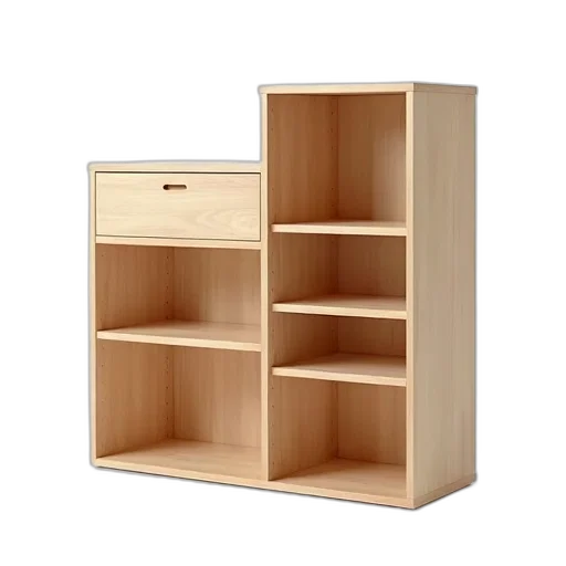 furniture, 3d render, photorealistic, wooden, storage, cabinet, multiple, compartments transparent PNG cut-out