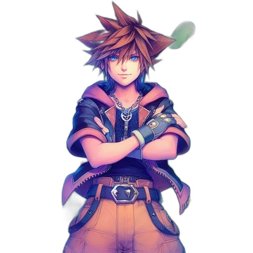 staff, sword, weapon, jacket, fantasy art, concept art, pixel art, anime transparent PNG cut-out