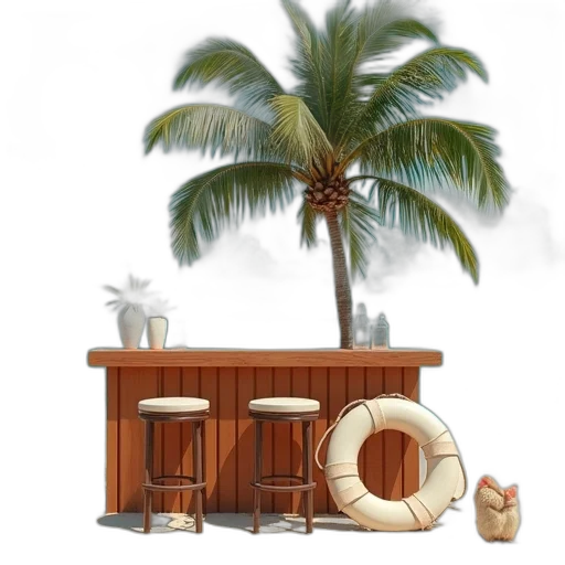 furniture, 3d render, concept art, photorealistic, fantasy art, beach, rain, bar transparent PNG cut-out