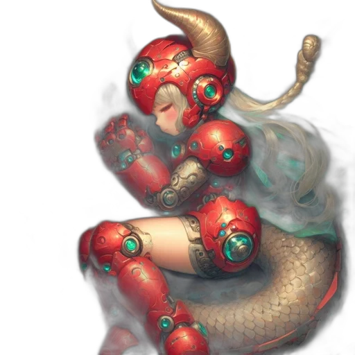 dragon, robot, creature, concept art, fantasy art, pixel art, photorealistic, red transparent PNG cut-out