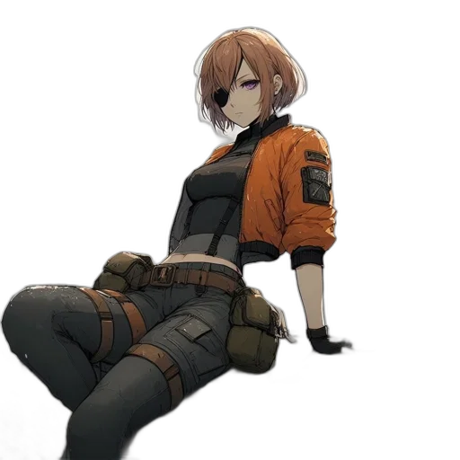 jacket, weapon, staff, robot, concept art, cyberpunk, anime, 3d render transparent PNG cut-out