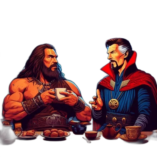 comic book art, concept art, fantasy art, pixel art, fire, two, male, characters transparent PNG cut-out