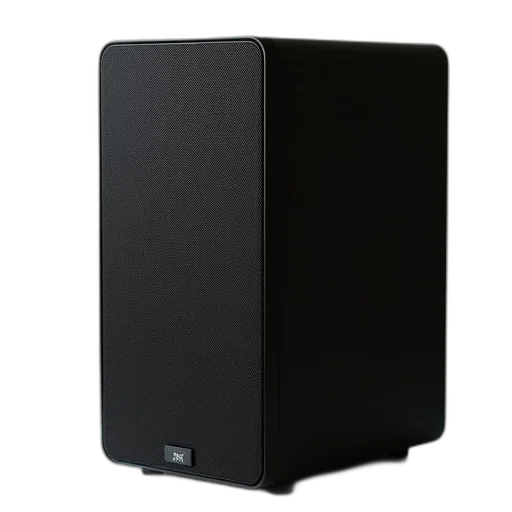 3d render, sleek, black, modern, speaker, textured, surface, logo transparent PNG cut-out