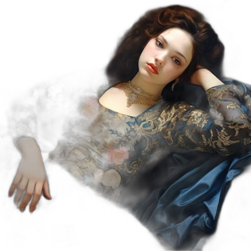 jewelry, dress, photorealistic, fantasy art, 3d render, oil painting, fire, young transparent PNG cut-out