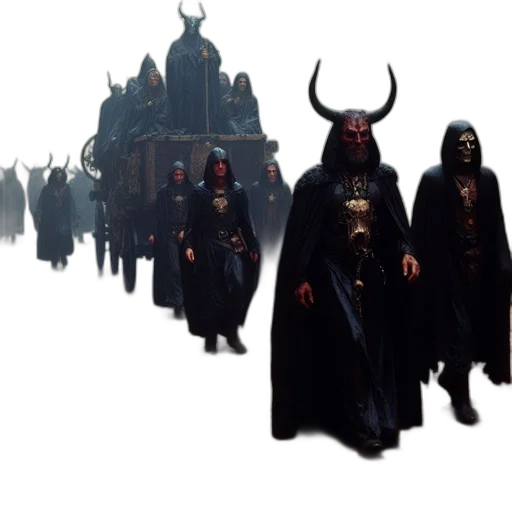 mask, staff, concept art, fantasy art, 3d render, pixel art, city street, group transparent PNG cut-out