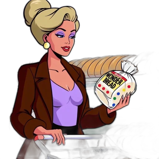 jewelry, cartoon, comic book art, concept art, 3d render, inside, grocery, store transparent PNG cut-out