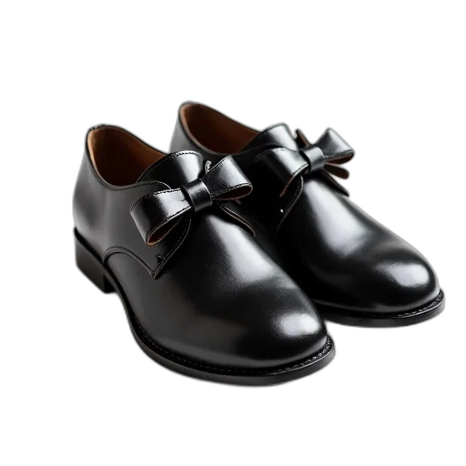 shoes, photorealistic, 3d render, pair, black, leather, glossy, finish transparent PNG cut-out
