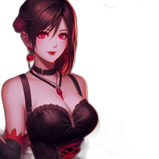 dress, fantasy art, concept art, anime, pixel art, red, dark, monochrome transparent PNG cut-out