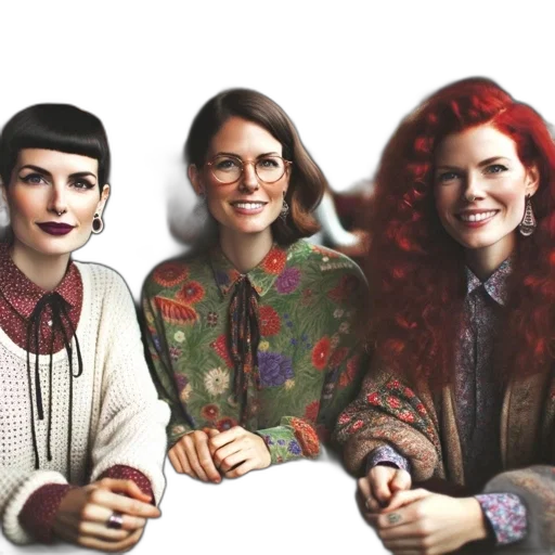 jewelry, staff, hair, crown, concept art, photorealistic, three, women transparent PNG cut-out