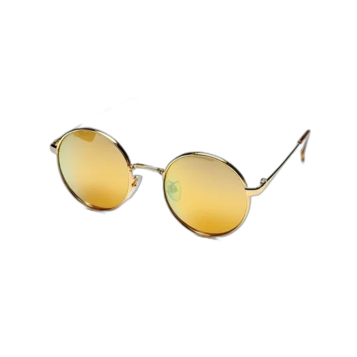 jewelry, golden, pair, round, gold-colored, sunglasses, reflective, surface transparent PNG cut-out