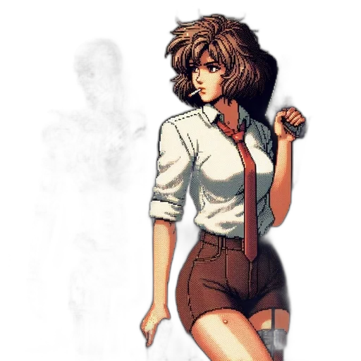 staff, dress, jacket, weapon, concept art, comic book art, anime, pixel art transparent PNG cut-out