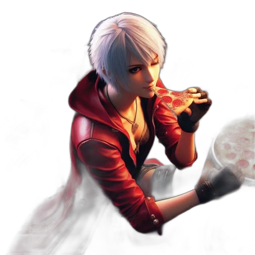 jacket, concept art, fantasy art, comic book art, pixel art, fire, neon lights, red transparent PNG cut-out