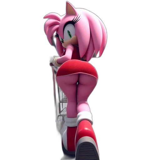 weapon, staff, robot, shoes, 3d render, concept art, cartoon, pink-haired transparent PNG cut-out