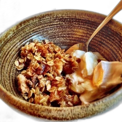 food, bowl, oatmeal, spoon, dollop, yogurt transparent PNG cut-out