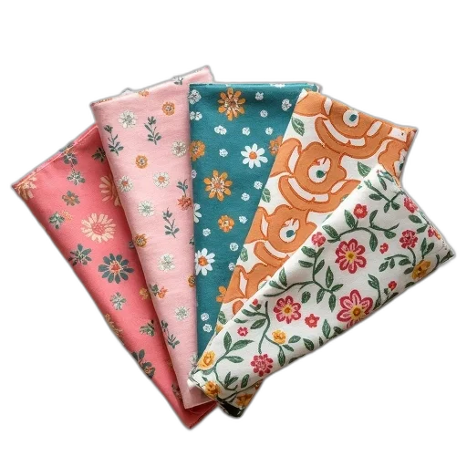 collection, colorful, patterned, cloth, napkins, neatly, arranged, white transparent PNG cut-out
