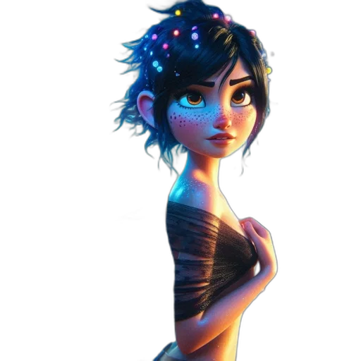dress, crown, staff, jewelry, concept art, fantasy art, 3d render, cartoon transparent PNG cut-out