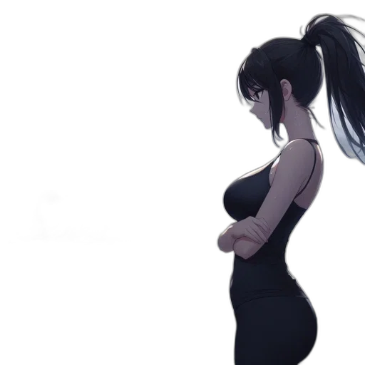 dress, concept art, anime, cartoon, comic book art, outer space, monochrome, dark transparent PNG cut-out