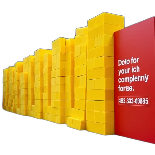 building, furniture, large, pile, yellow, foam, blocks, stacked transparent PNG cut-out