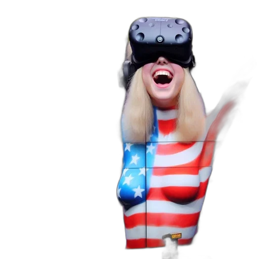 hat, mask, 3d render, concept art, woman, american, flag, bodysuit transparent PNG cut-out
