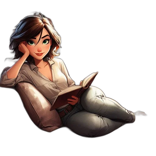 staff, fantasy art, comic book art, concept art, cartoon, young, woman, brown transparent PNG cut-out