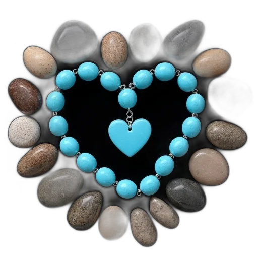 jewelry, 3d render, blue, dark, earth tones, heart-shaped, necklace, turquoise transparent PNG cut-out