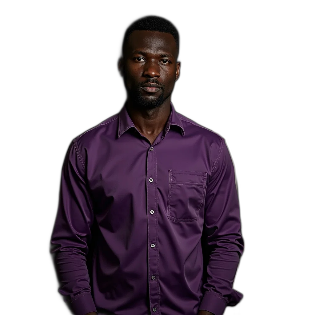staff, jacket, face, dark, man, purple, shirt, standing transparent PNG cut-out
