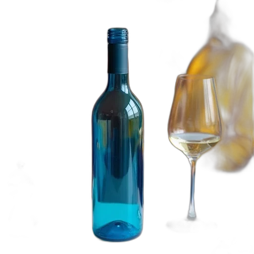 bottle, food, 3d render, photorealistic, blue, wine, placed, dining transparent PNG cut-out