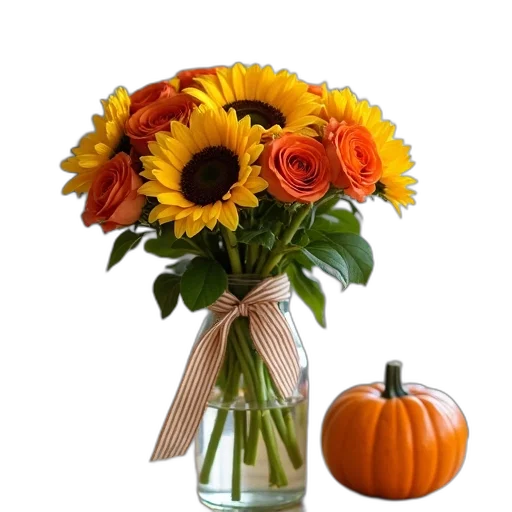 flower, photorealistic, earth tones, golden, colorful, vibrant, bouquet, sunflowers transparent PNG cut-out