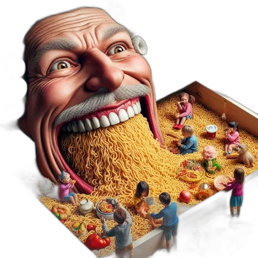 food, mask, face, concept art, 3d render, gigantic, exaggerated, features transparent PNG cut-out