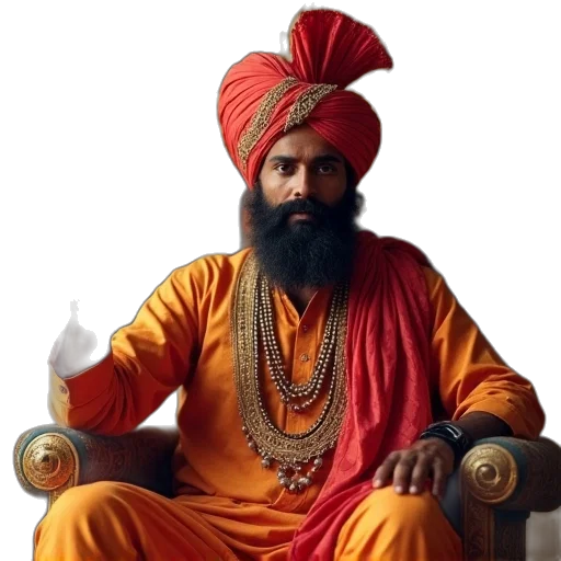 photorealistic, rajasthani, man, waves transparent PNG cut-out