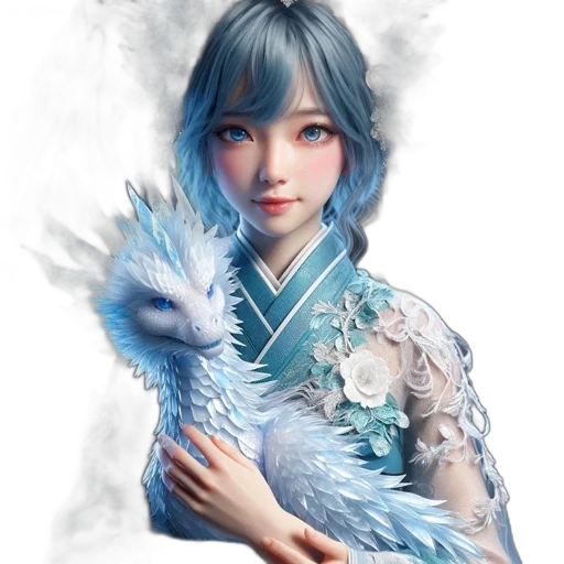 dragon, staff, creature, fantasy art, concept art, photorealistic, 3d render, blue transparent PNG cut-out