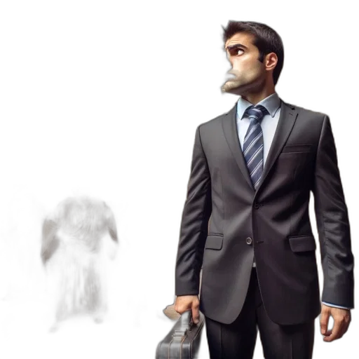jacket, mask, staff, face, concept art, 3d render, photorealistic, modern transparent PNG cut-out