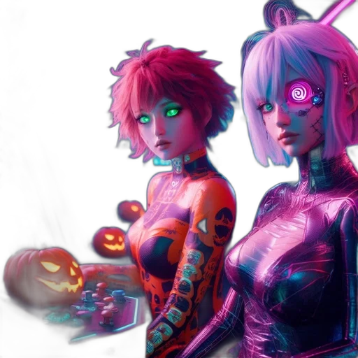 robot, cyberpunk, concept art, fantasy art, comic book art, neon lights, outer space, neon transparent PNG cut-out
