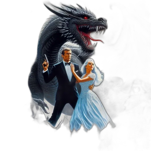 dragon, concept art, fantasy art, pixel art, comic book art, outer space, underwater, scene transparent PNG cut-out