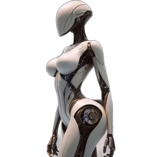 robot, dress, jewelry, concept art, cyberpunk, 3d render, fantasy art, outer space transparent PNG cut-out