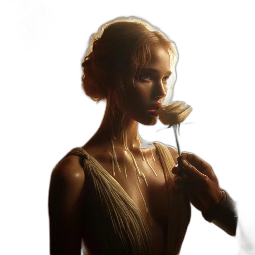 dress, jewelry, face, crown, photorealistic, concept art, fantasy art, oil painting transparent PNG cut-out