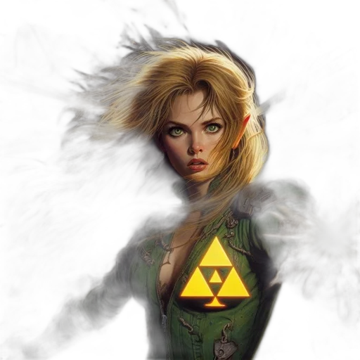 fantasy art, concept art, comic book art, pixel art, green, golden, intense, action-packed transparent PNG cut-out