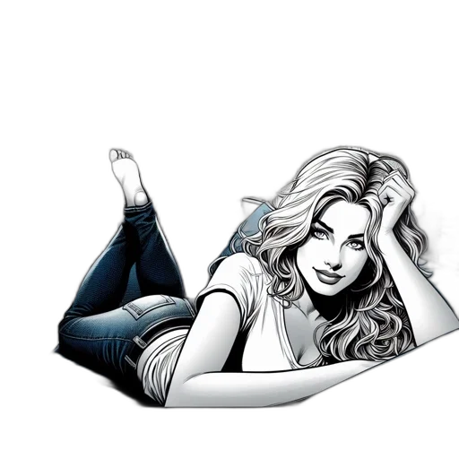 comic book art, cartoon, pixel art, photorealistic, illustration, portrays, woman, modern transparent PNG cut-out