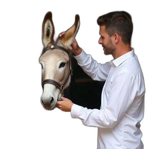 staff, hat, animal, mask, photorealistic, man, white, shirt transparent PNG cut-out