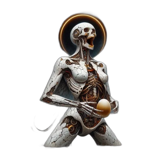 jewelry, robot, staff, sword, concept art, 3d render, humanoid, figure transparent PNG cut-out