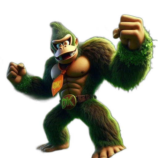 animal, creature, staff, concept art, 3d render, green, anthropomorphic, gorilla transparent PNG cut-out