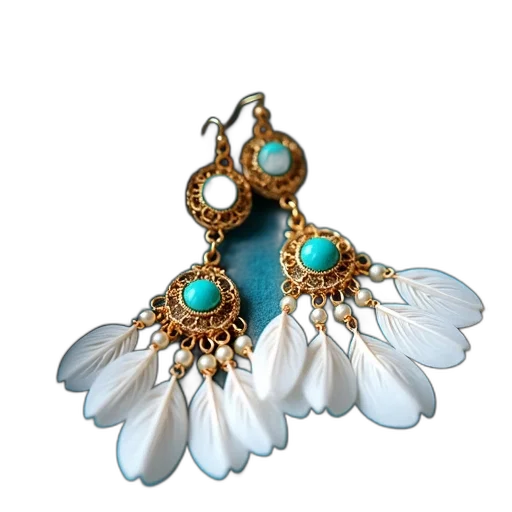 jewelry, crown, photorealistic, blue, pair, gold, earrings, turquoise transparent PNG cut-out