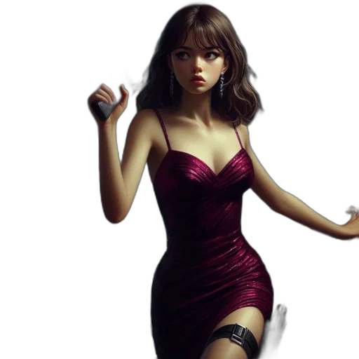 dress, photorealistic, concept art, 3d render, fantasy art, woman, shimmering, red transparent PNG cut-out